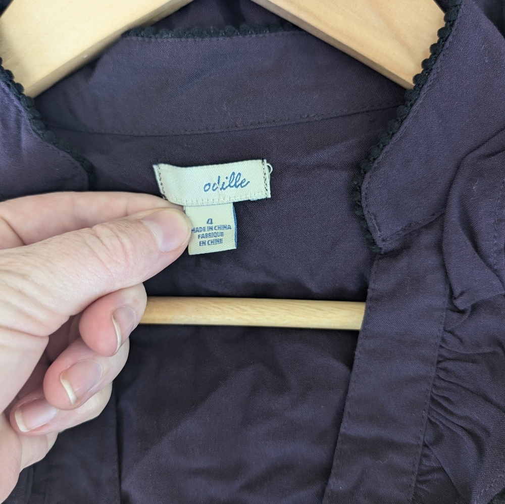 ANTHRO Odille Ruffle Top In Plum Purple - Picture 11 of 12